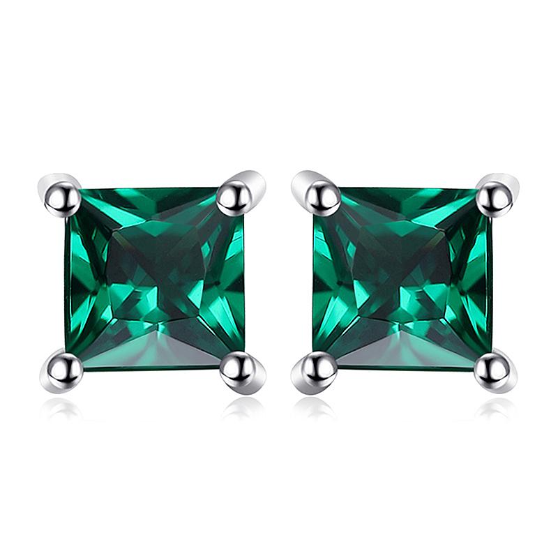 JewelryPalace Square Genuine Blue Topaz Amethyst Citrine Garnet Created Sapphire Ruby Emerald 925 Sterling Silver Stud Earrings 925 Sterling Silver