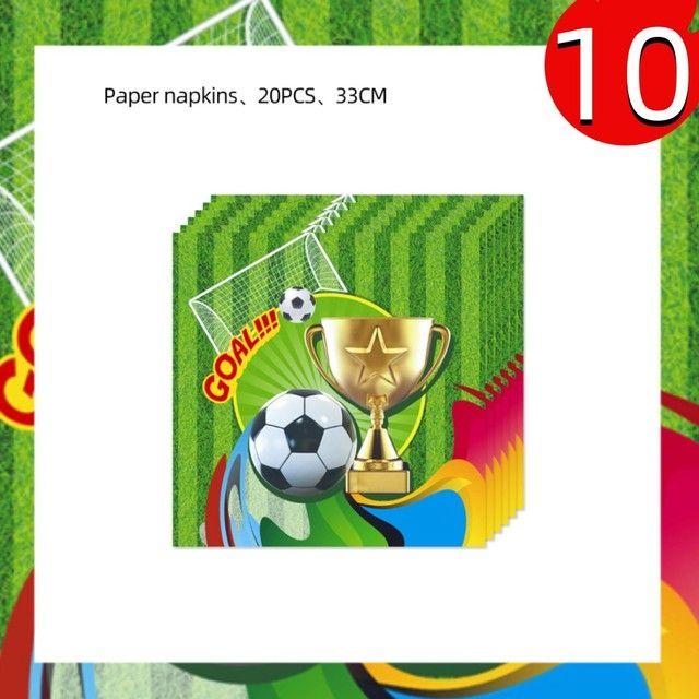 Green Football-themed Birthday Party Tableware Set - Disposable Paper Plates, Cups, Knives, Forks, Spoons and Straws