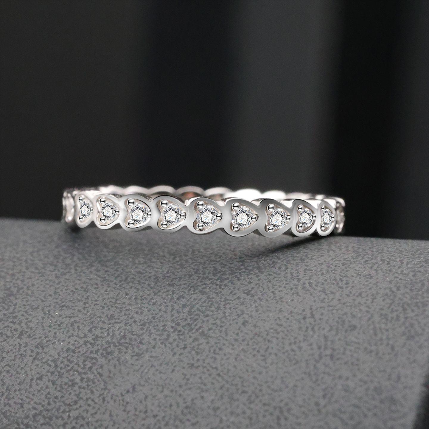 Dibo S925 Sterling Silver Heart-Shaped Ring for Women - Japanese & Korean Fashion Style Size 6