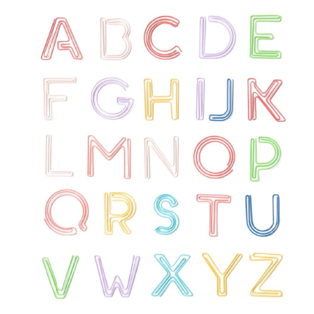 26pcs Hollow Letter Paper Clips Bookmark Photo Tickets Holder Colorful Paper Clamps  School