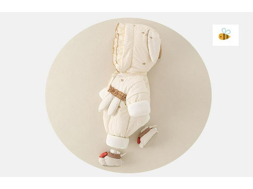 Thickened Fleece-Lined Winter Jumpsuit for Newborn Baby Girls - Cute Hooded Outfit for Outings