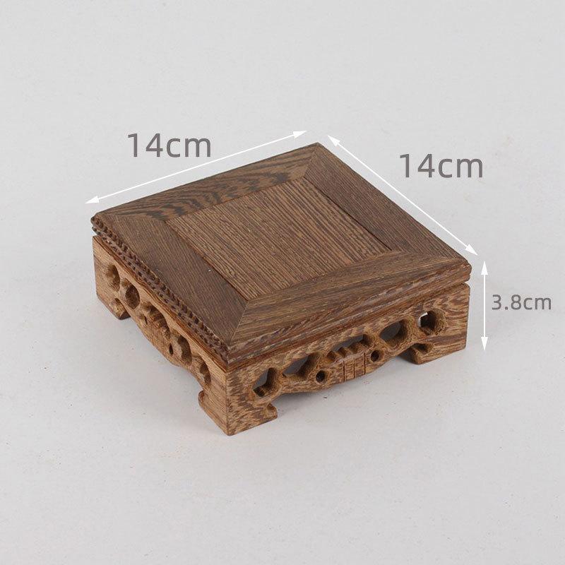 Retro Engraving Wooden Tea Tray Teapot Bases Bonsai Buddha Stand Fish Tank Pedestal Wooden Flowerpot Base Furniture Home Decor