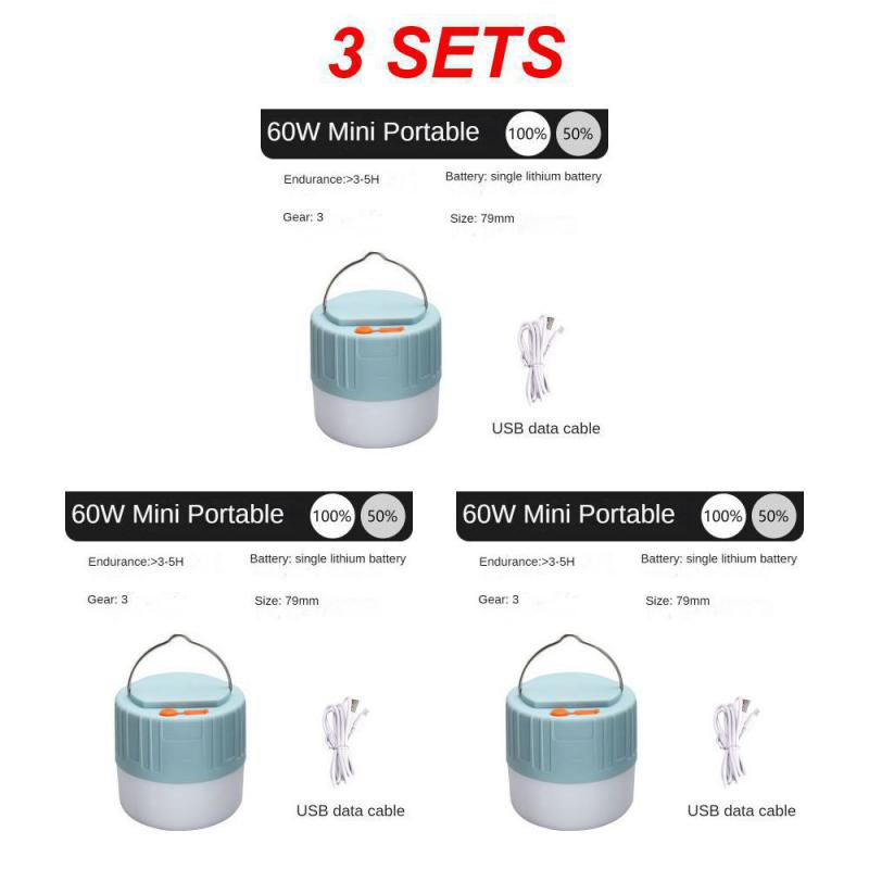 Outdoor Camping LED Light Solar USB Charging Remote Control Tent Lamp Portable Lantern Night Bulb Emergency Lights Camping Tools