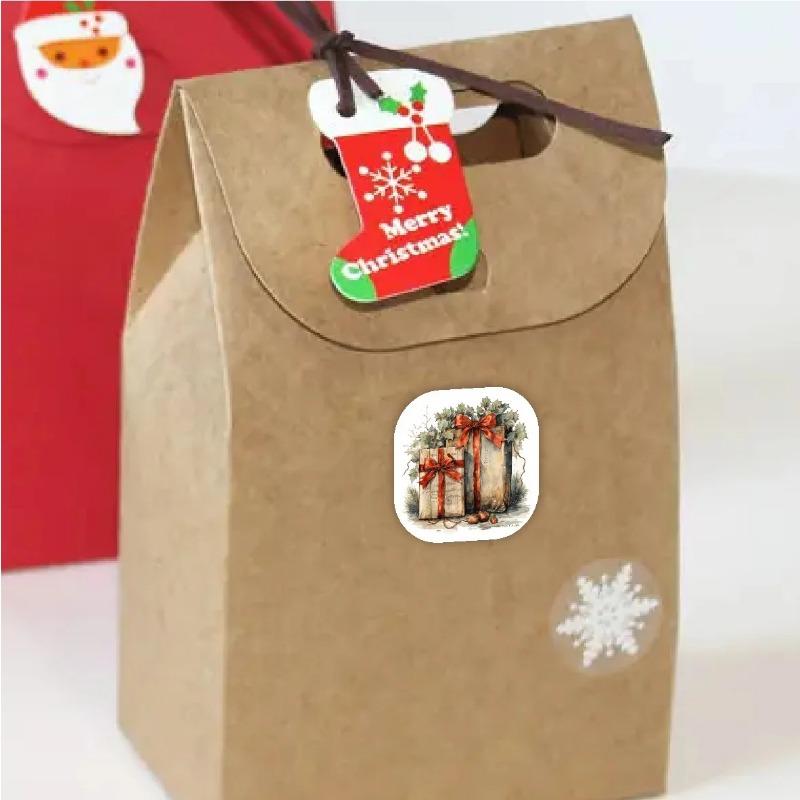 250pcs Vintage Christmas Stickers Self Adhesive Gift Wrapping Card Scrapbooking Christmas Tree Decoration Festive Craft Supplies