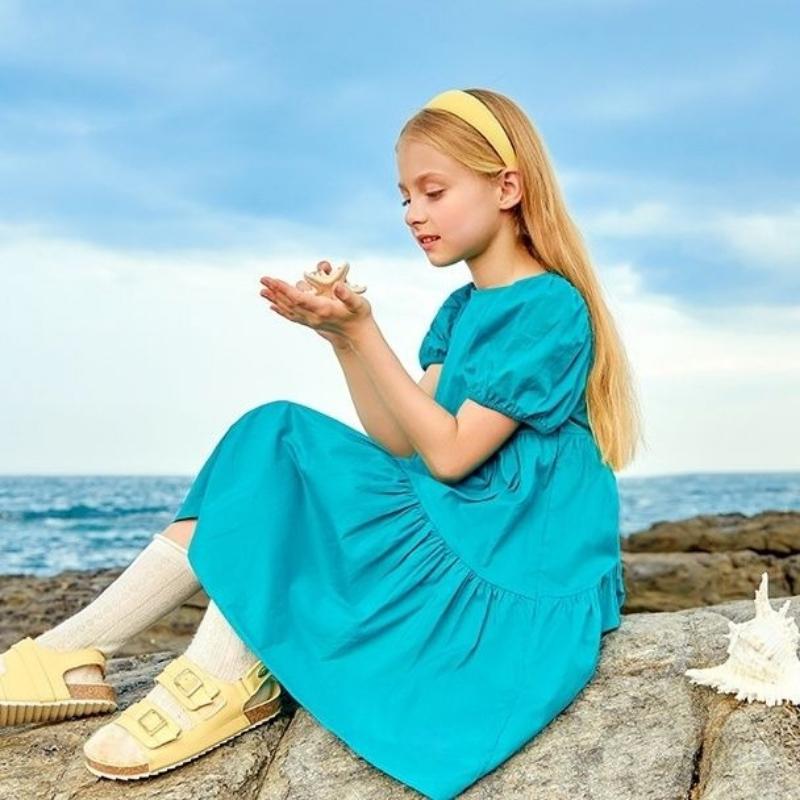 Süßes kurzärmeliges Kleid für Mädchen, Sommer-Kinder-Urlaubs-Prinzessinnenkleid