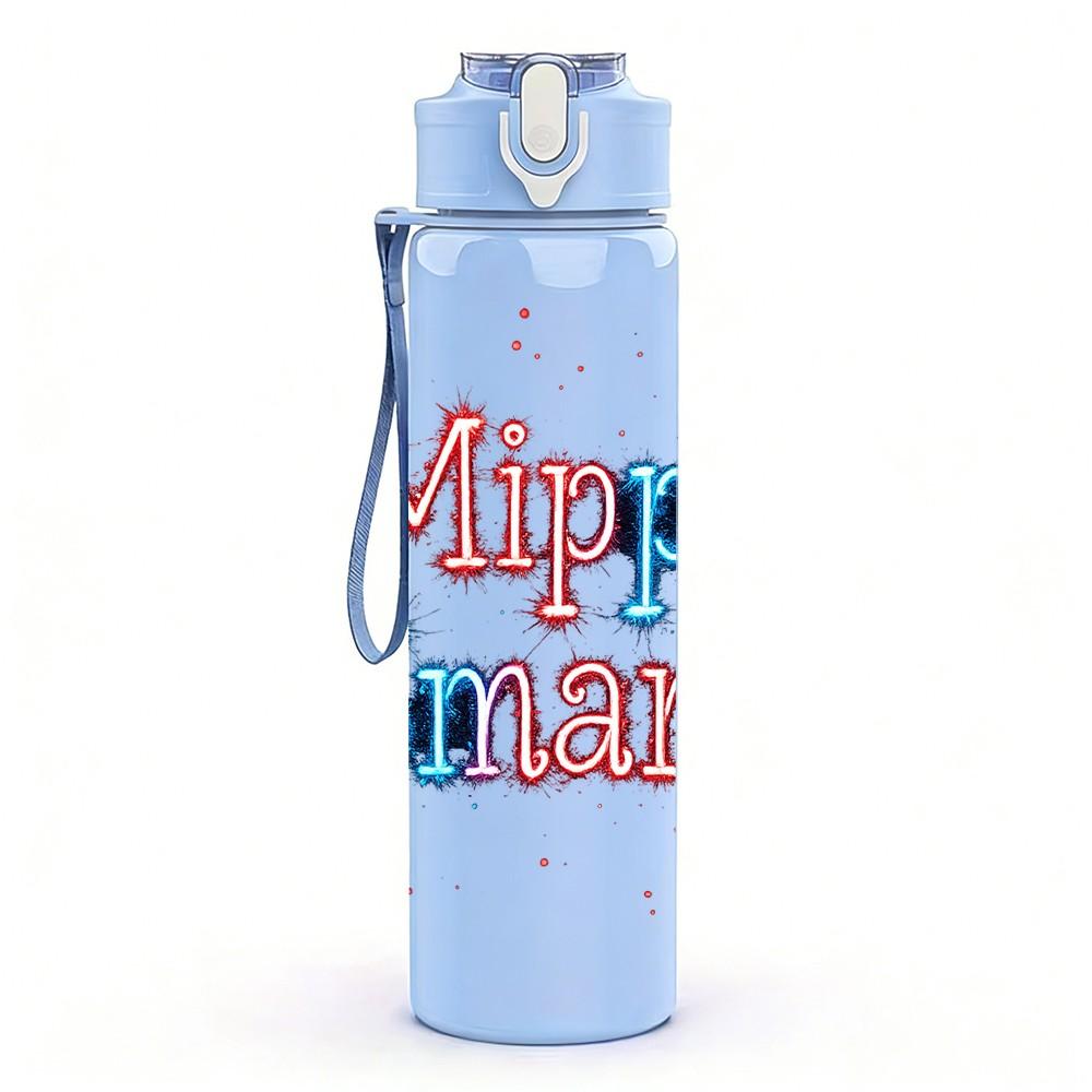 1PC Minny Smart Colorful Letter Print 750ml Color Plastic Sports Water Bottle Leakproof Flip Straw Lid Suitable for Sports Office Home Use