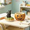 Small Item Organizer for Desk Haunted Halloween Candy Jar with Lid, Resin Pumpkin Storage Container Jewelry And Treats, Decorative Black Cat