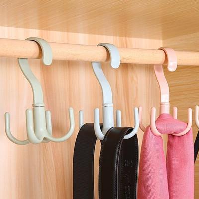 4 Hooks Neck Tie Holder Space Saving Handbag Clothes Ties Bag Holder Shelf Clothes Shoe Hanger 360 Degrees Rotated Belt Closet