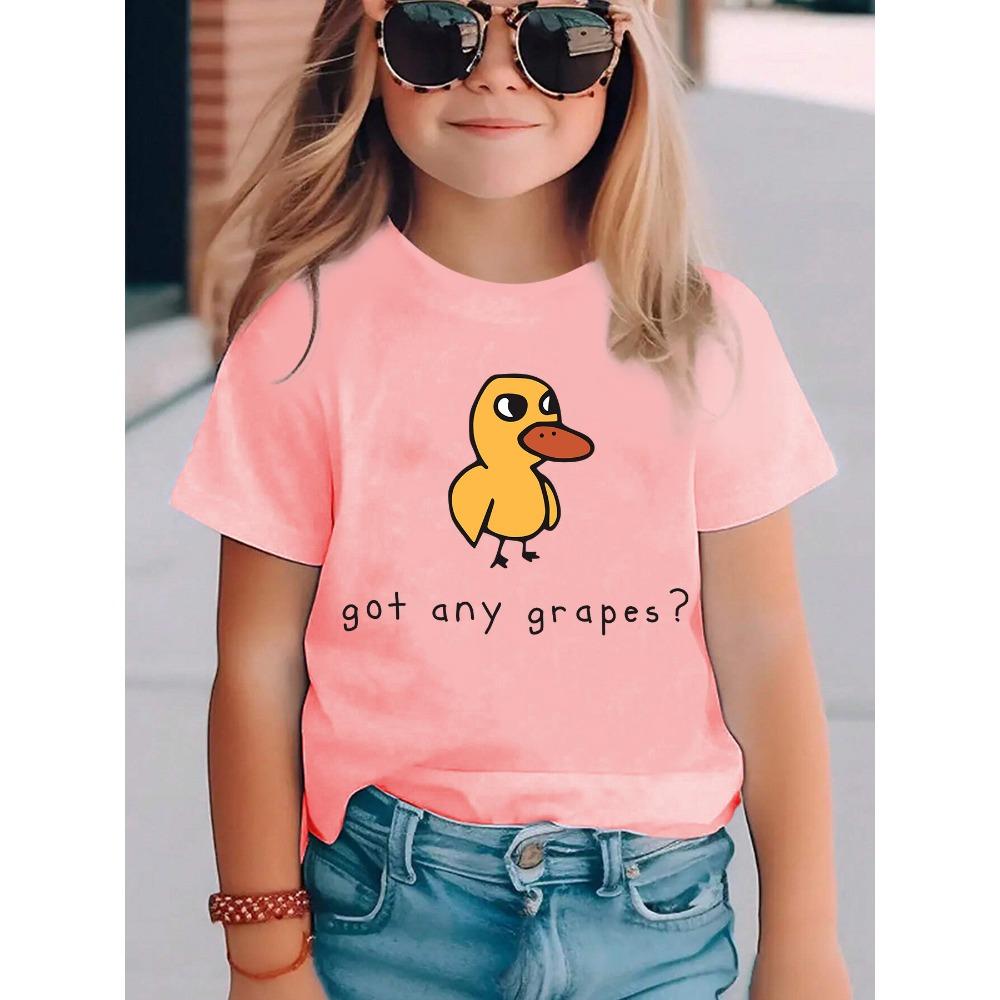 Children's short-sleeved T-shirt with yellow duck print