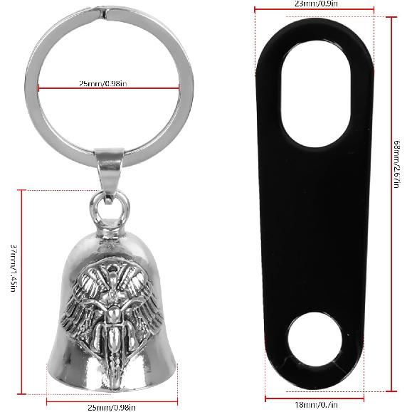 Motorcycle Biker Guardian Luck Riding Bell with Key Chain Ring & Hanger for Bikers Riders, for Men Women Guard Riding Safety