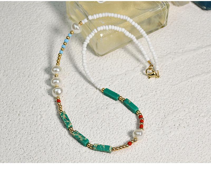 Bohemian Agate Green Pearl Choker Necklace for Women – Handmade Semi-Precious Stone Jewelry