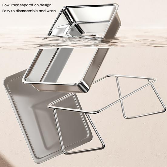 304 Stainless Steel Dog Basin 25cm Extra-Large Feeding Mouth 15-Degree Tilt Design Dog Dish with Dustproof Cover