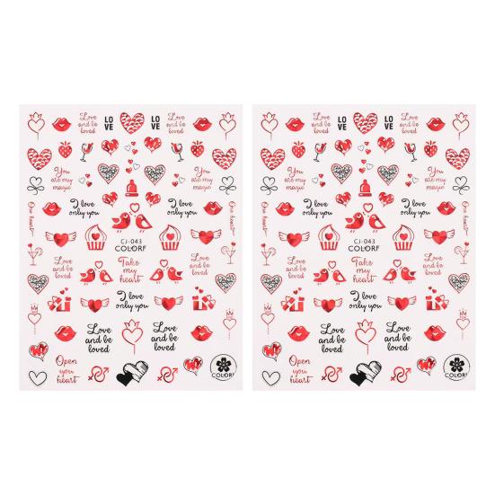 

2 шт. наклейки для дизайна ногтей, не выцветающие, легко наклеиваемые, самоклеящиеся, непадающие, сделай сам, День святого Валентина, красные сердечки, маникюрные наклейки, поставка для салонов красоты G