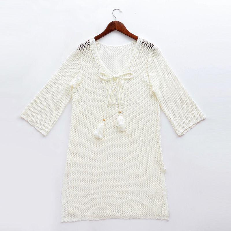 

Пляжный жилет Крючком Вязание Бикини Отпуск Юбка White One size