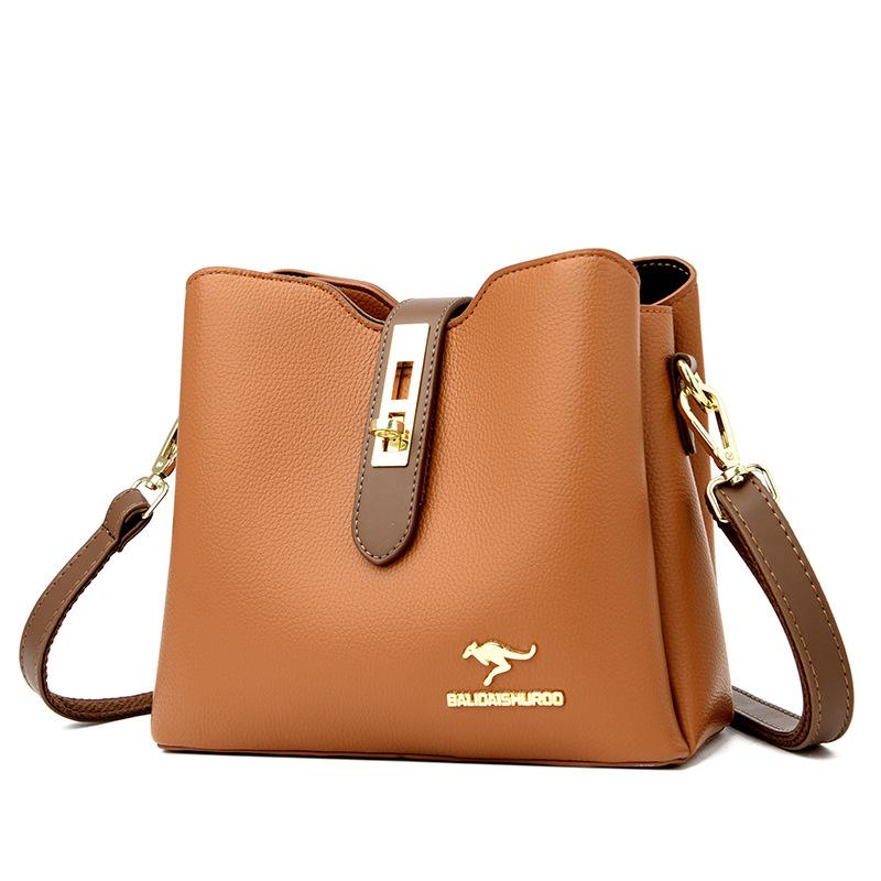 Women's bag new fashionable versatile bucket women's shoulder bag old mother embroidery thread large-capacity bag