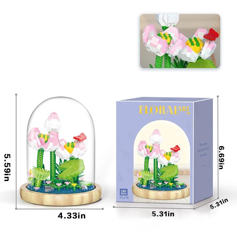 Bouquet Potted Building Blocks Sets Rose Chrysanthemum Orchid Succulents Bricks Model Romantic Assembly Toy Gifts For Children