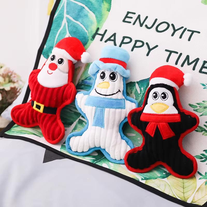 2025  Large Durable Christmas Chew Toy Indestructible Santa Claus Plush Aggressive Interactive Dog Toy Cute Cartoony PP