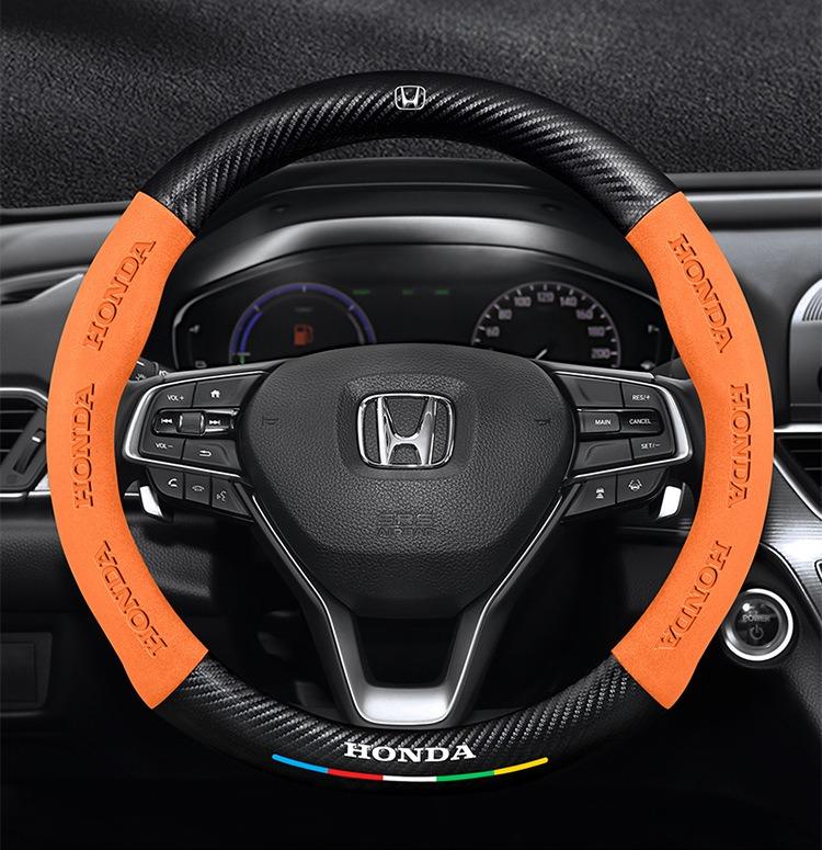 JBH4 Car Carbon Fiber Leather Steering Wheel Cover For Honda Civic Fk7 Fit Fk2 Mugen Fk8 Type R Accord CRV 5th City CRZ CRX Jazz HRV