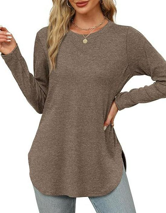 Autumn Women's Solid Long Sleeve Round Neck Loose Casual Top