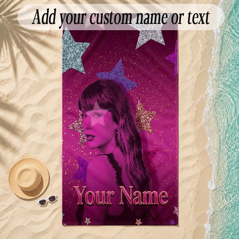 Beach TowelTaylor Swift Custom Name Text Personalized Soft Towel for Beach Pool Indoor Home Decor Gift