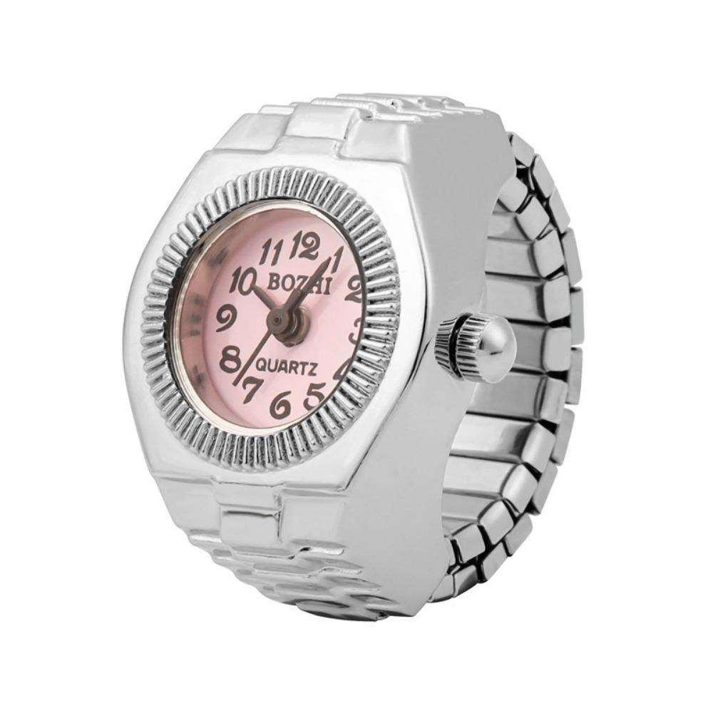 Ring Watch, Quartz Watch, Metal Watch, Rhinestone, Elastic Strap.