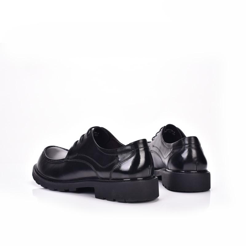 Men's British Style Genuine Leather Lace-up Round Toe Shoes - Casual & Business Formal with Thick Sole, Retro Design.
