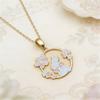 Cute Animal Female White Pink Blue Black Enamel Skeleton Flower Rabbit Pendant Necklace Gold Color Wedding Jewelry For Women