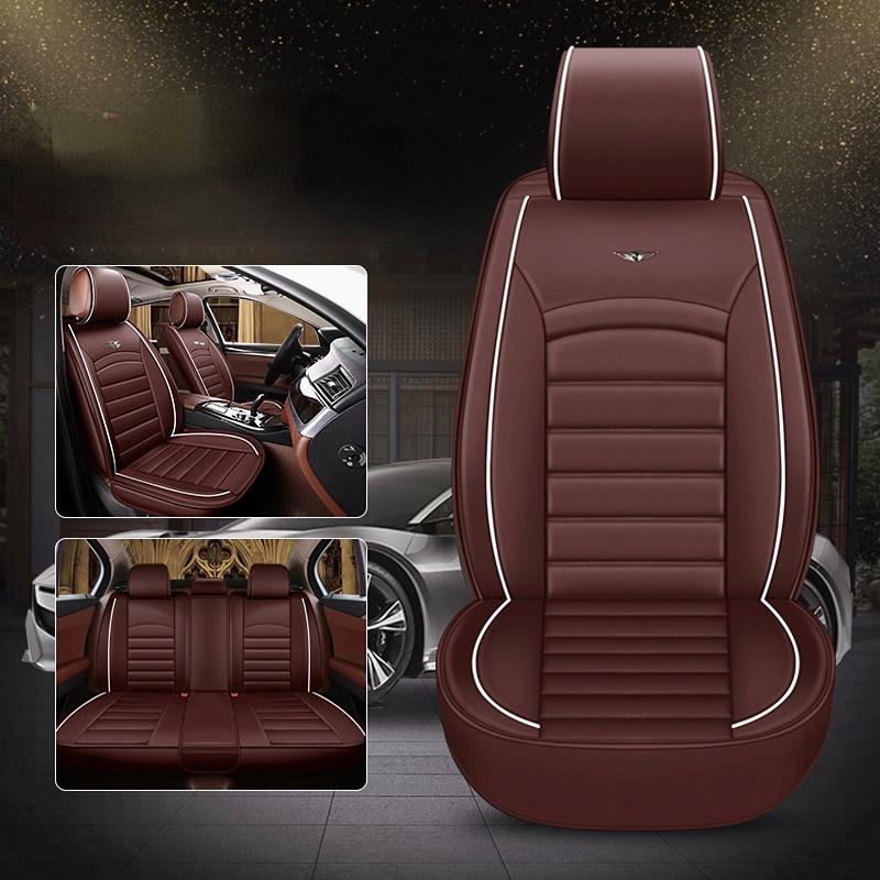 Car PU Seat Covers Set Luxury Car Seat Belt Cover Car Cushion Set Leather Car Seat Covers Universal Seat Covers for Cars Full Set