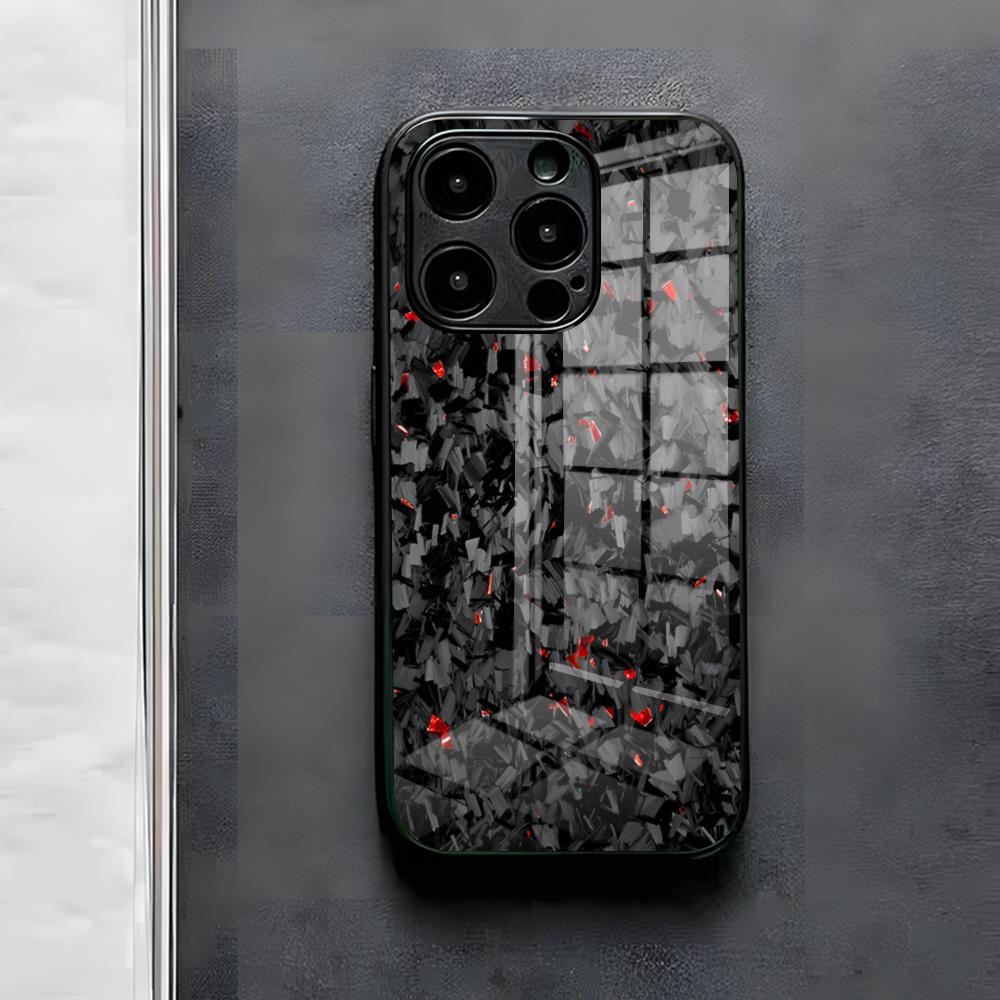 Custodia per Telefono Fundas in Fibra di Carbonio Forgiata Per IPhone 17 Air 16 E Pro Max 15 14 13 Mini 12 Pro 11 Max Plus Copertura in Vetro Nero