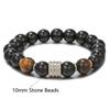 Handmade Natural Volcanic Stone Snowflake Stone Bead Bracelet Men's Retro 10/8mm Elastic Bead Couple Bracelet
