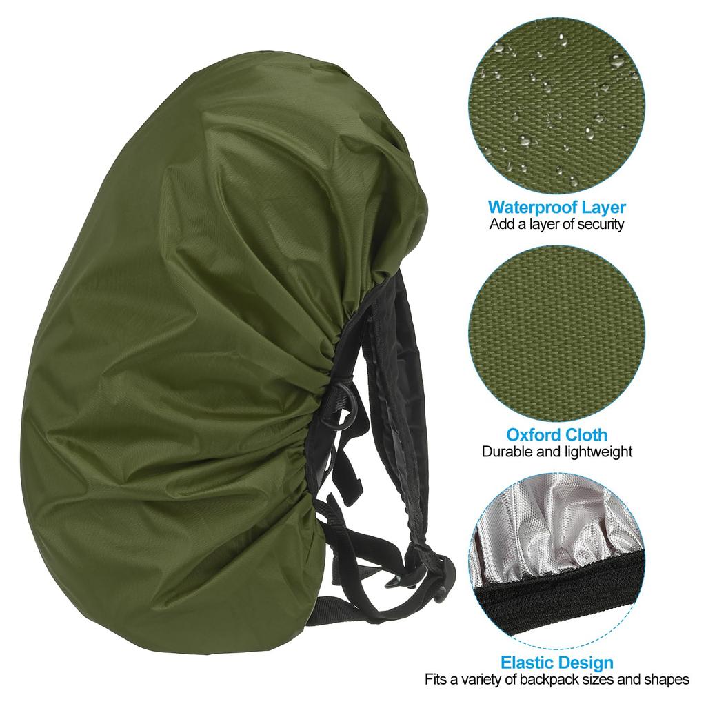 60L Waterproof Backpack Rain Cover with Oxford Cloth Buckle Straps and Drawstring Bag for Large Dark Green [PATIKIL] Hiking, Camping, Travel, Size,