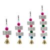Parrot Teeth Grinding Hanging Toy Mineral Stone Wood Birdcage Accessories with Loud Bell for Small and Medium Birds