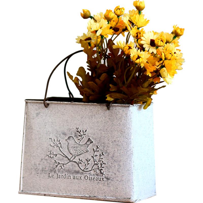 1Pc Flower Bucket Flower Arrangement Iron Flower Ware Garden Make Old Courtyard Iron Flower Pot Decorate Flower Pot Ornament