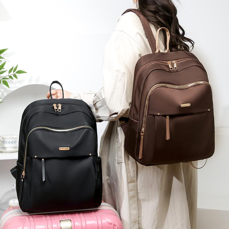 Mochila de Nylon Repelente à Água de Grande Capacidade Mochila Multifuncional Feminina