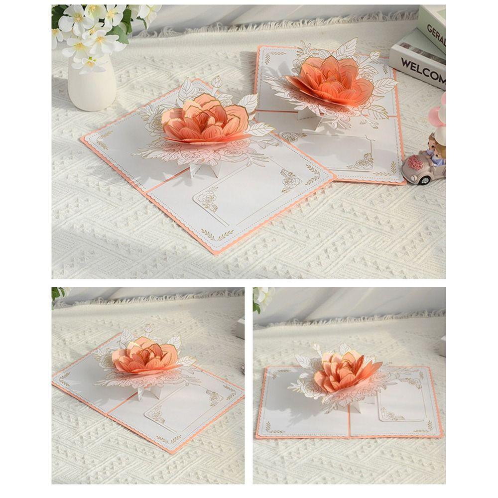New Pop Up 3D Rose Flower Card with Envelope Handmade Greeting Cards Paper Card Gifts
