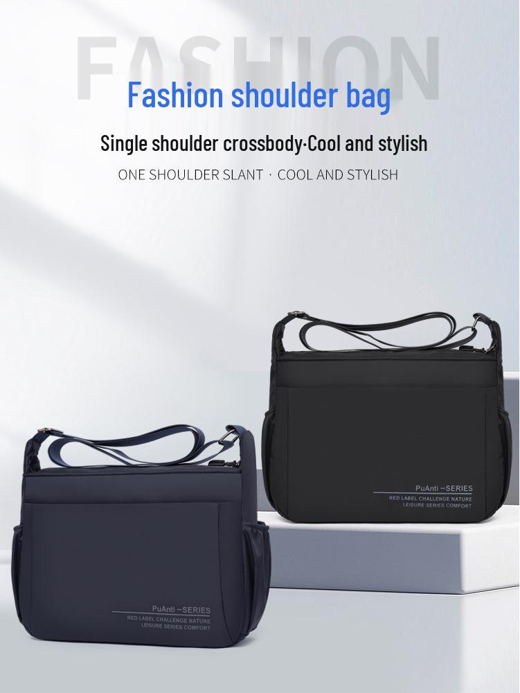 Men's Large Capacity Outdoor Crossbody Bag - Horizontal Style, Solid Color, Lightweight Korean Shoulder Backpack