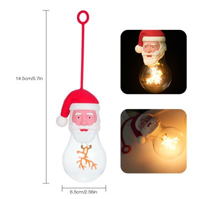 Christmas Decorative Light Bulb Rechargeable Light Bulb with Silicone Hanging Rope Santa Claus Head