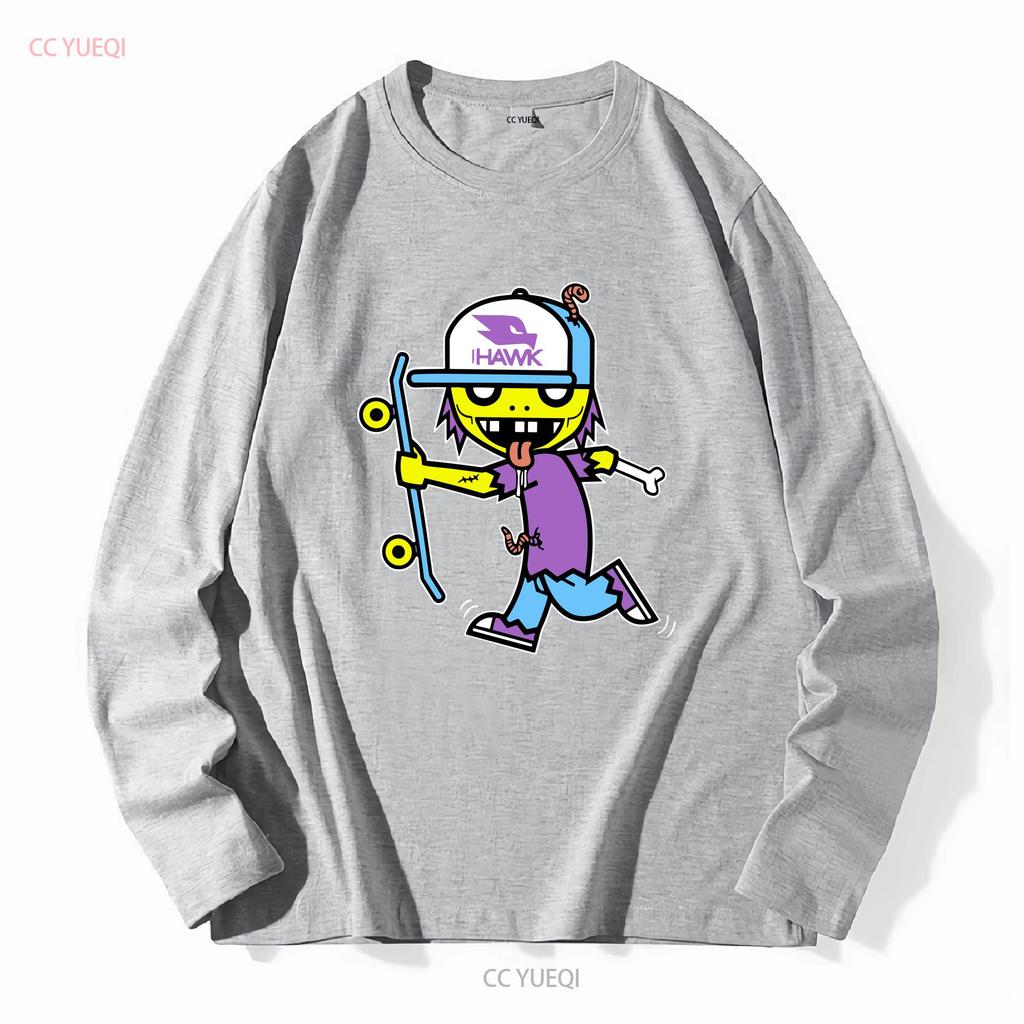 Tony Hawk Zombie Skateboarding T-shirt Blå Skjorta Ungdom Medium Polyester vintage Tvättad Mångsidig Topp För Vardagsbruk