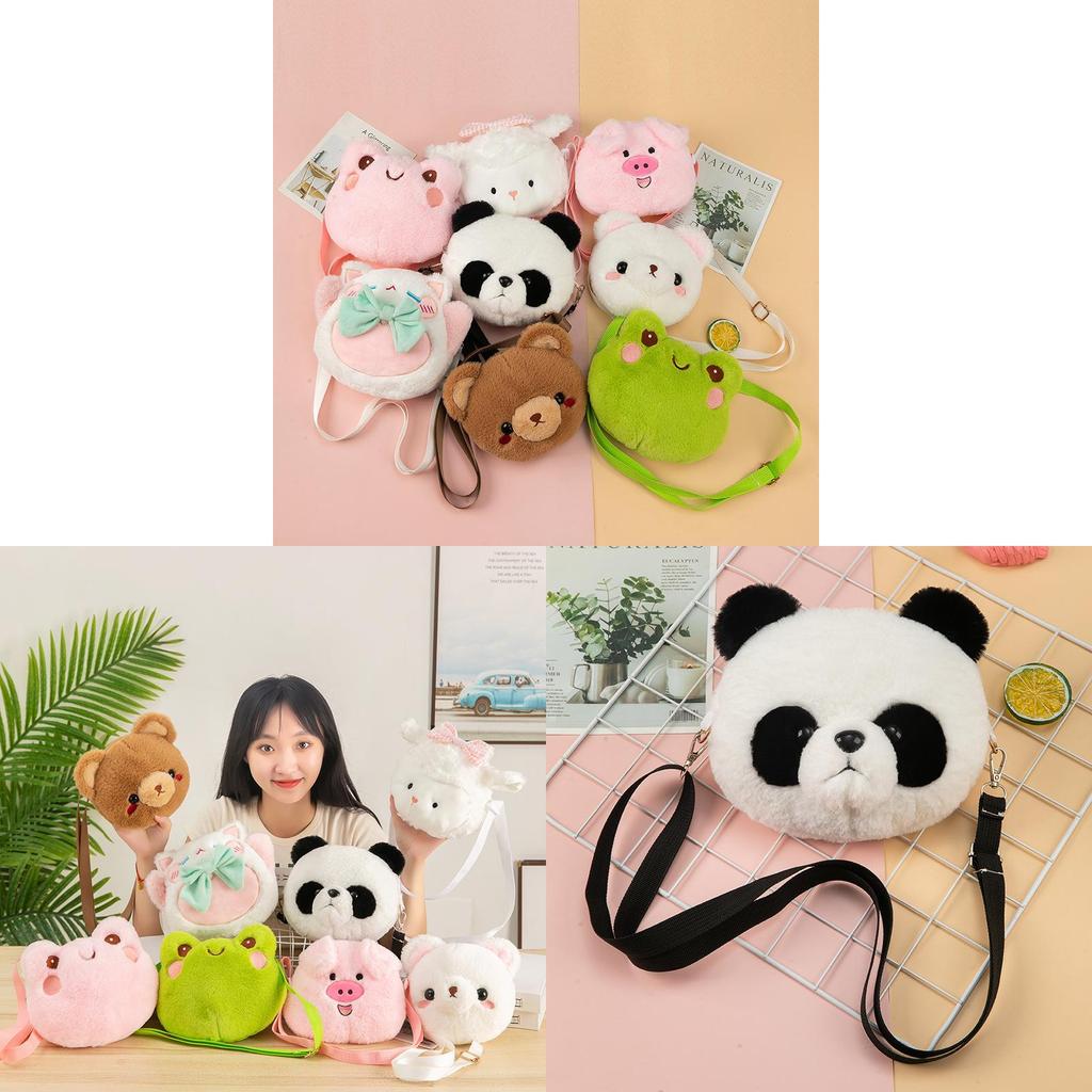 Creative Plush Bear Coin Purse With Keychain Soft Fabric Storage For Kids And Teens