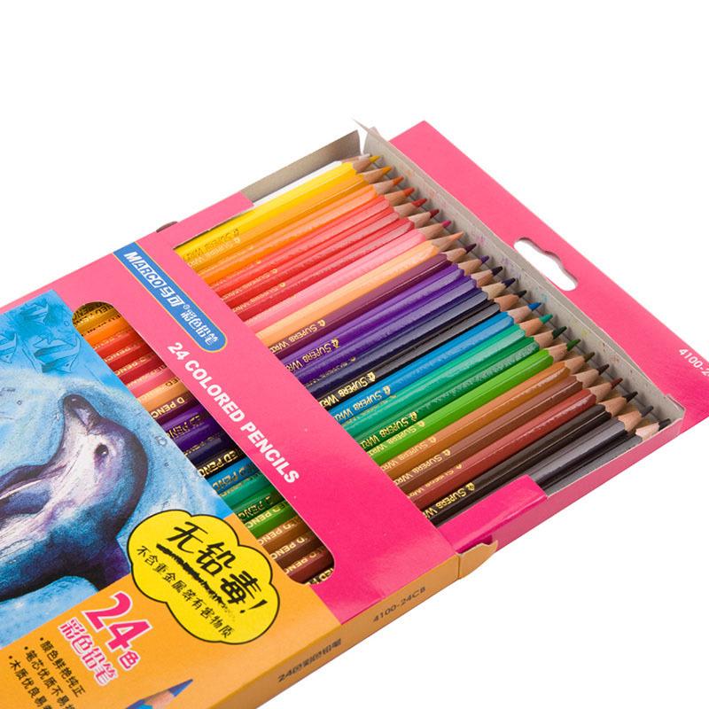 Marco 4100 Student Oil-Based Colored Pencils Set, 24 Colors with Sharpener