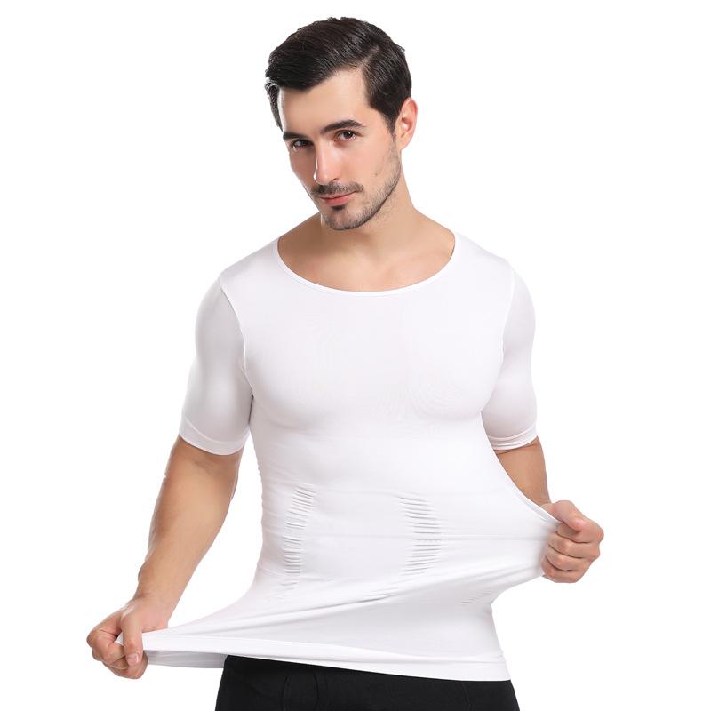 Seamless Men's Tummy Control Short Sleeve Bodysuit & Chest Binder