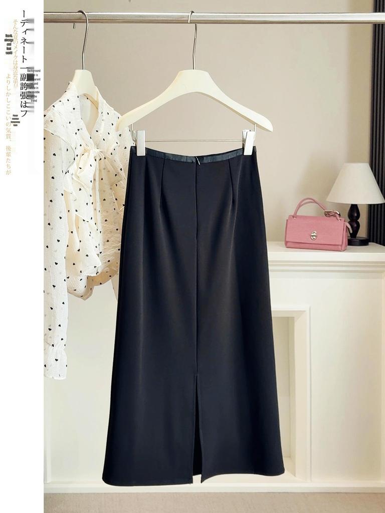 Women's High-Waisted Hip-Hugging Skirt: Spring OL Commute Skirt with Back Slit