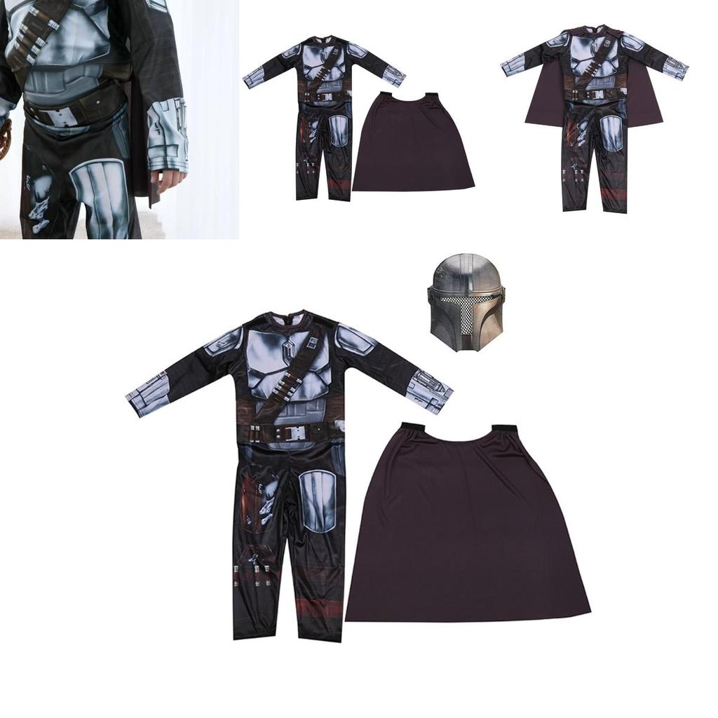 Star Wars Mandalorian Halloween Costume Set For Boys; Jumpsuit Mask And Cape Included!