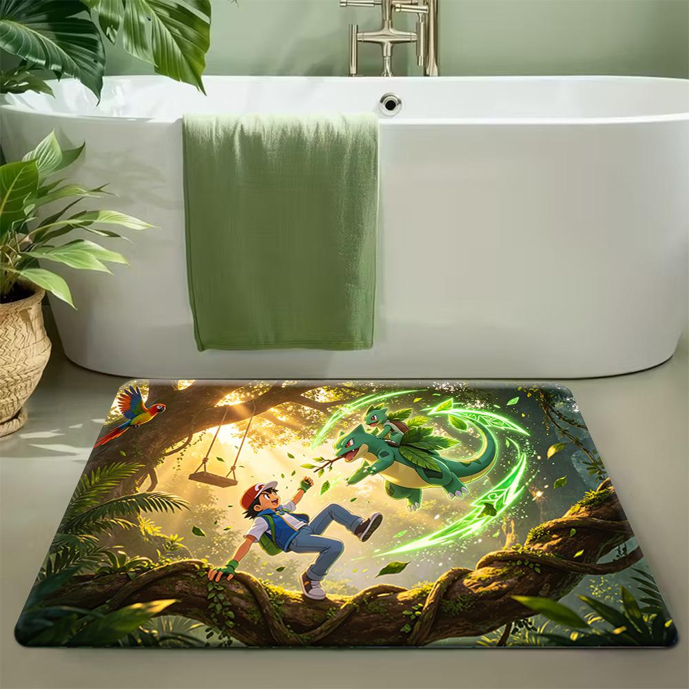 

Pokemon Pikachu Night Forest Fireflies Print Non-Slip Doormat, Absorbent Floor Mat for Home Decor 40cm x 60cm