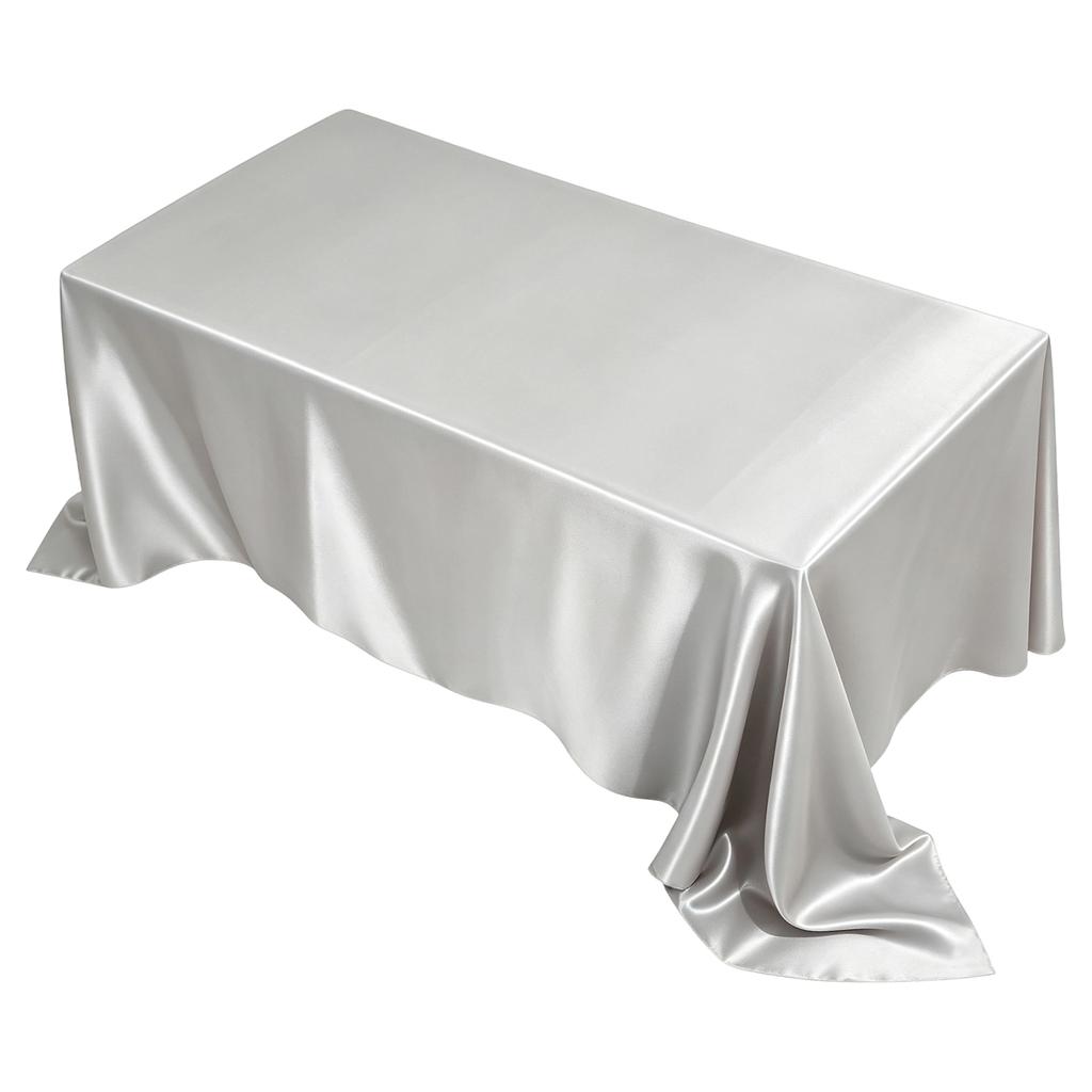 Satin Tablecloth and Table Runner, Polyester Table Cover for Wedding, Party, Christmas, Birthday, Hotel Decoration, 145305/57120