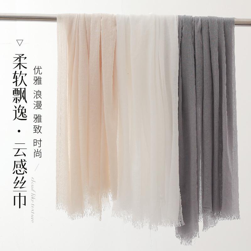 Monochrome Thin Scarf Women'S Sunscreen Shawl Solid Color Simple Imitation Cotton And Linen Silk Scarf High-End Yarn