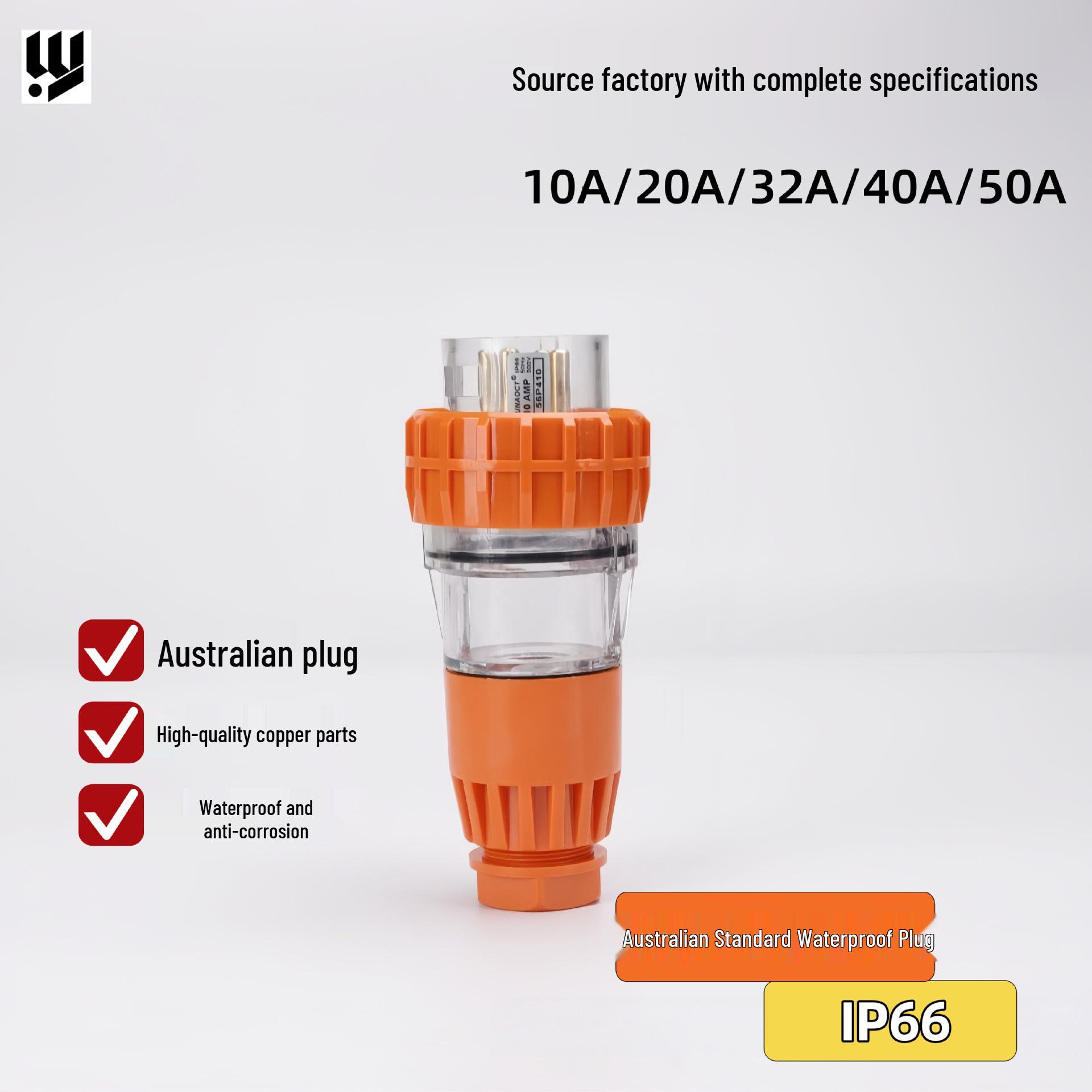 4-контактная 10A уличная водонепроницаемая вилка питания, стандарт Австралии/Новой Зеландии (56P410)