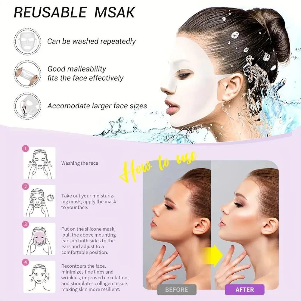 Nuova mascherina in silicone per prevenire l'evaporazione dell'essenza della mascherina, accelerare l'assorbimento, mascherina idratante riutilizzabile rosa/bianco