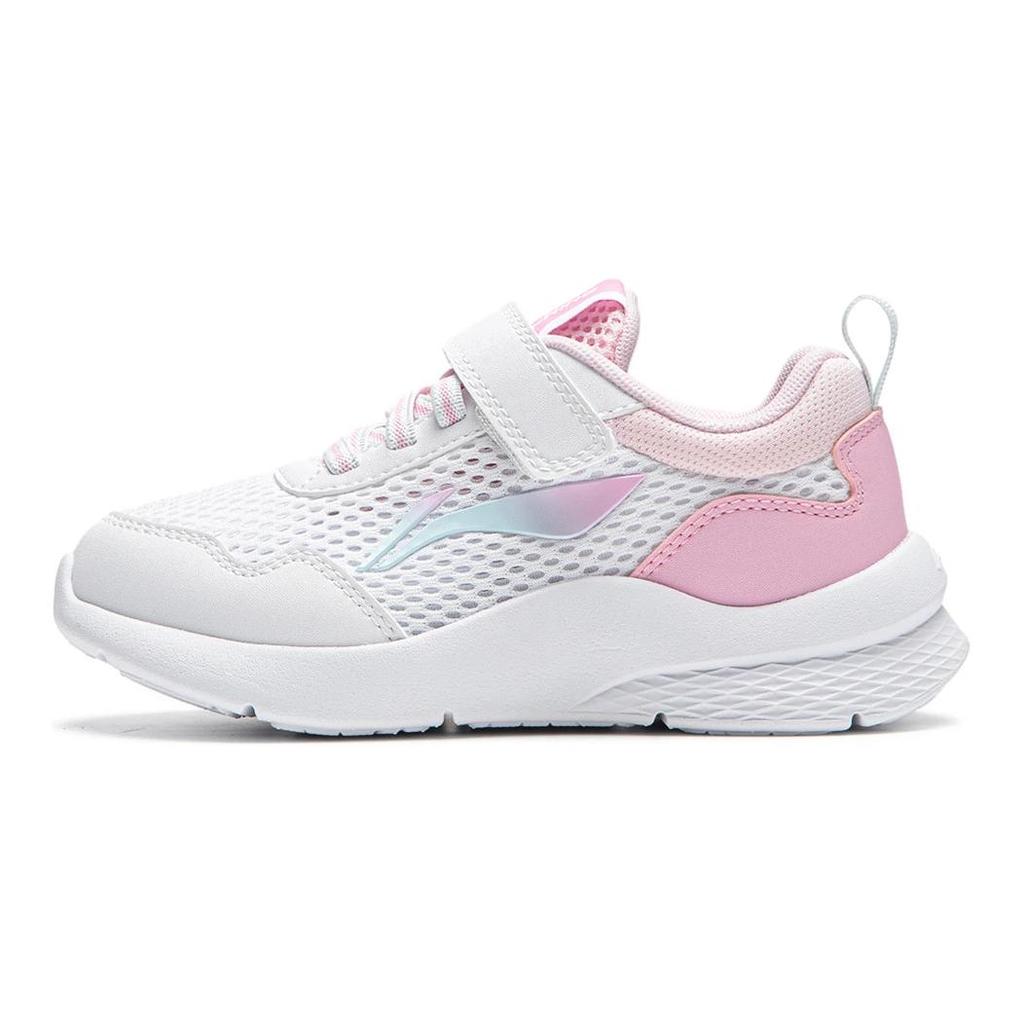 Li Ning Comfortable Simple Shock Absorbing Wear Resistant Low Top Casual Shoes Kids sneakers White Pink YKNU080-2