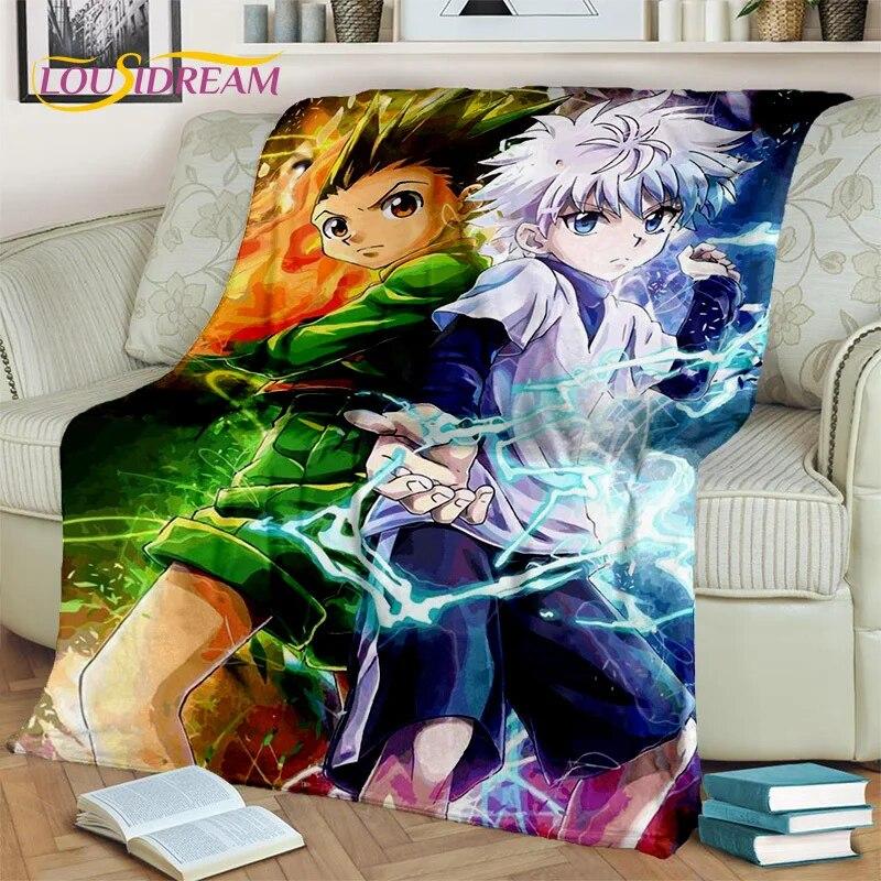 Cartoon HD HxH Anime Hunter×Hunter Blanket,Soft Throw Blanket for Home Bedroom Bed Sofa Picnic Travel Office Cover Blanket Kids